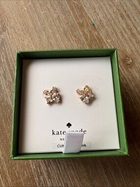 Kate Spade Gold Leaf Stids with CZ stones NIB